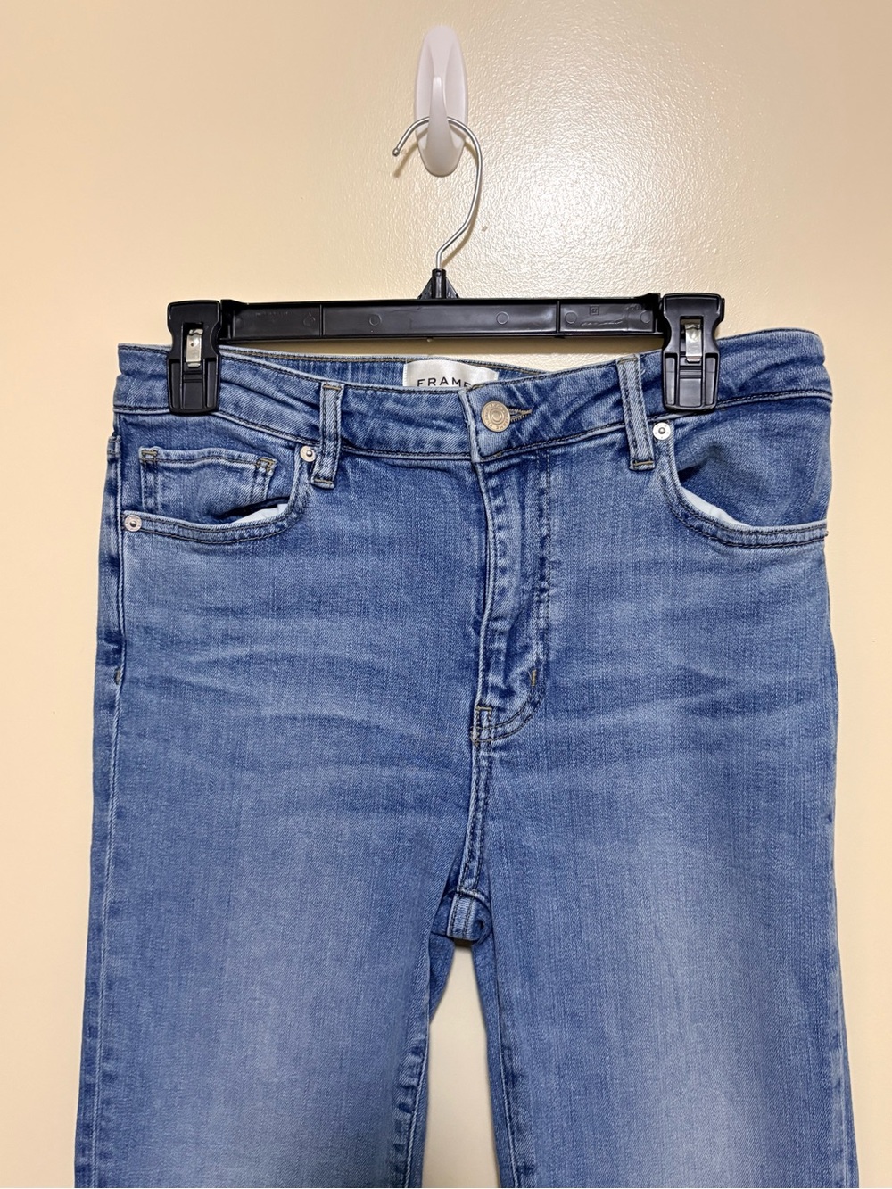 Frame Denim Light Blue Flare Crop Jeans - Picture 3 of 9
